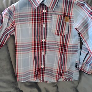 Stylish Kids' Red and Blue Plaid Button-Down Shirt